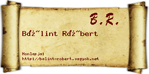 Bálint Róbert névjegykártya